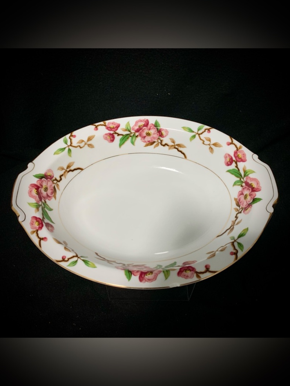 🍒Narumi “Blossomtime” Oval Serving Bowl Japan Pink Floral Vintage